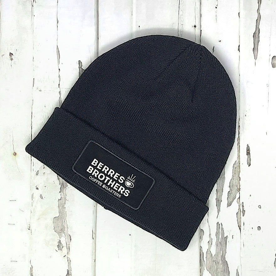 Branded Solid Cuff Beanie, Black