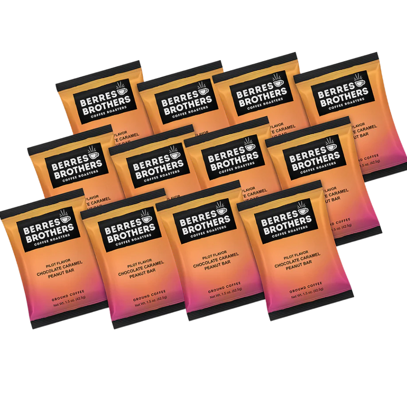 1.5 oz. Pilot Flavor Twelve Pack Chocolate Caramel Peanut Bar Coffee